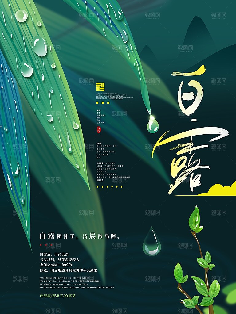 传统节气白露海报模版