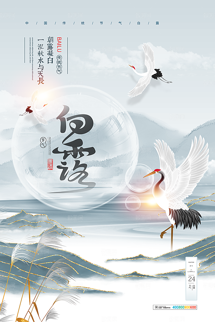 白露节气简约大气海报