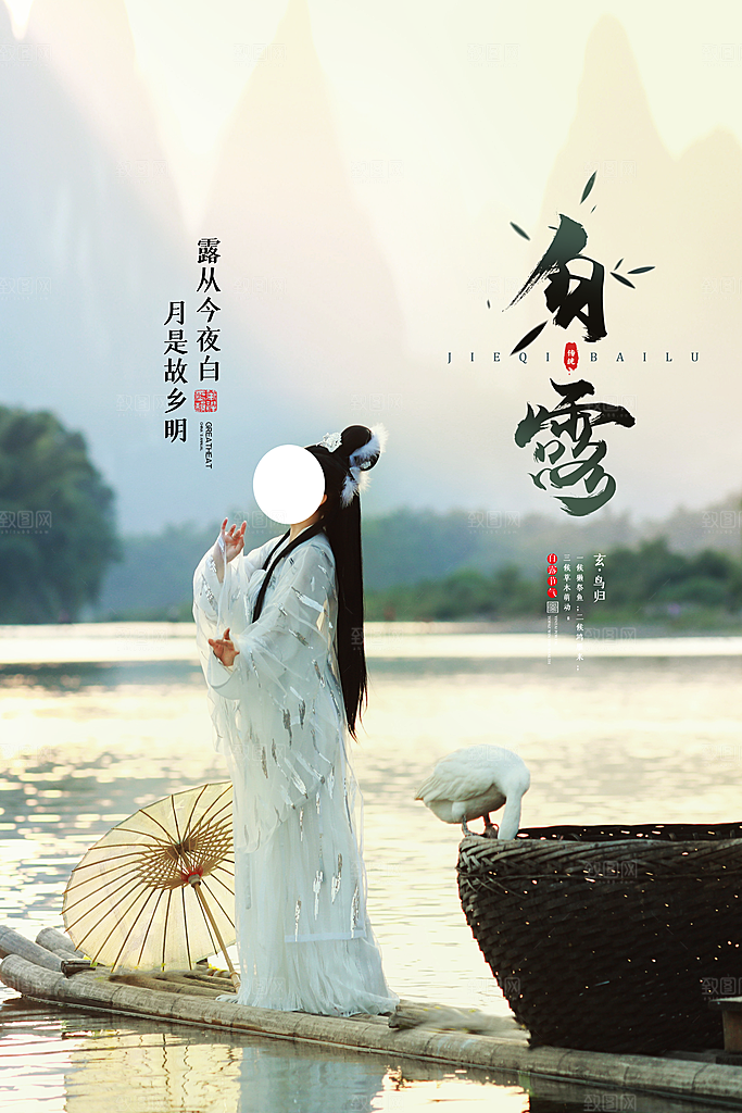 白露节气简约大气海报