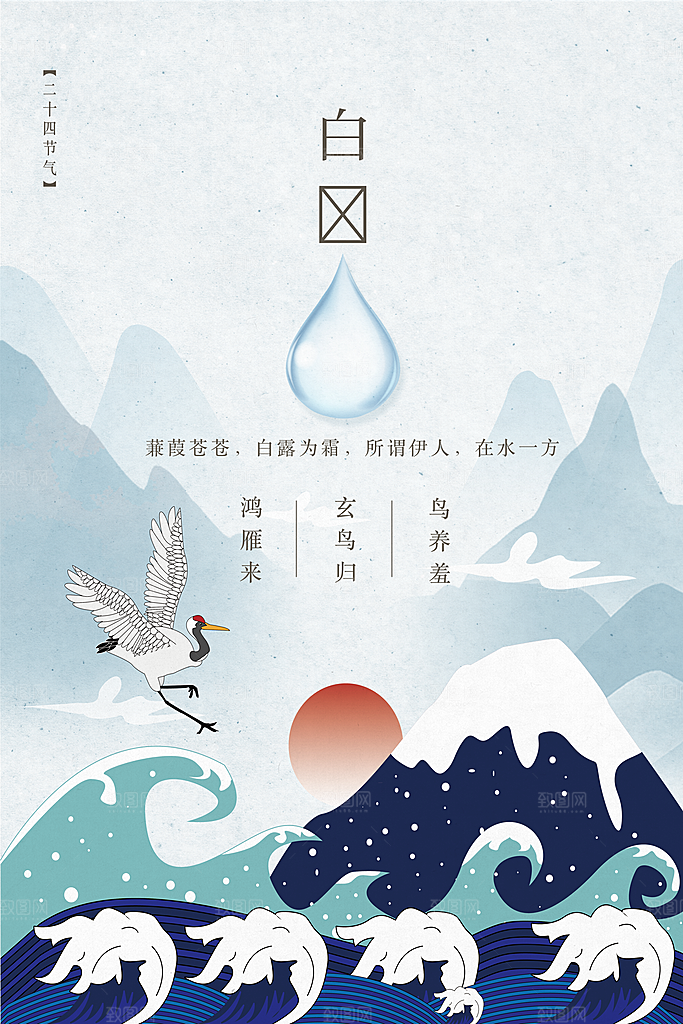 传统节气白露海报模版