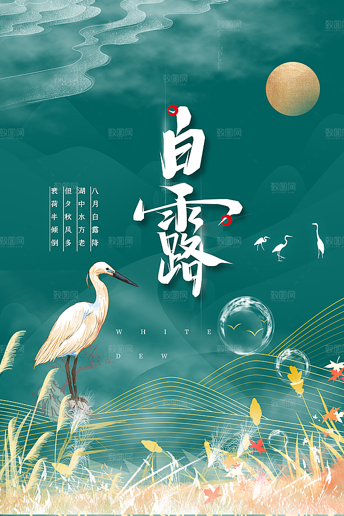 白露节气简约大气海报