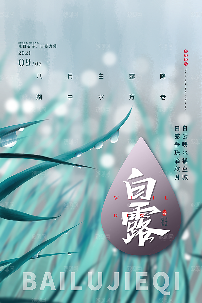传统节气白露海报模版