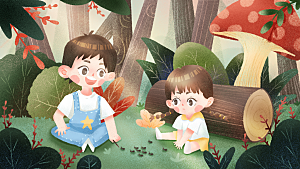 简约大气61儿童节节日插画模板
