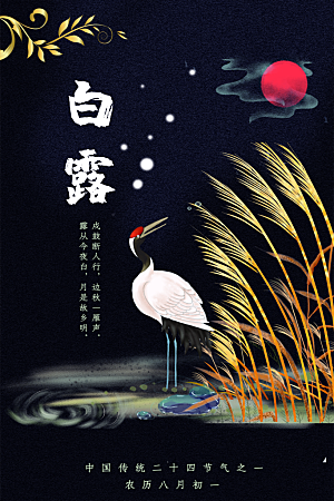 白露节气简约大气海报