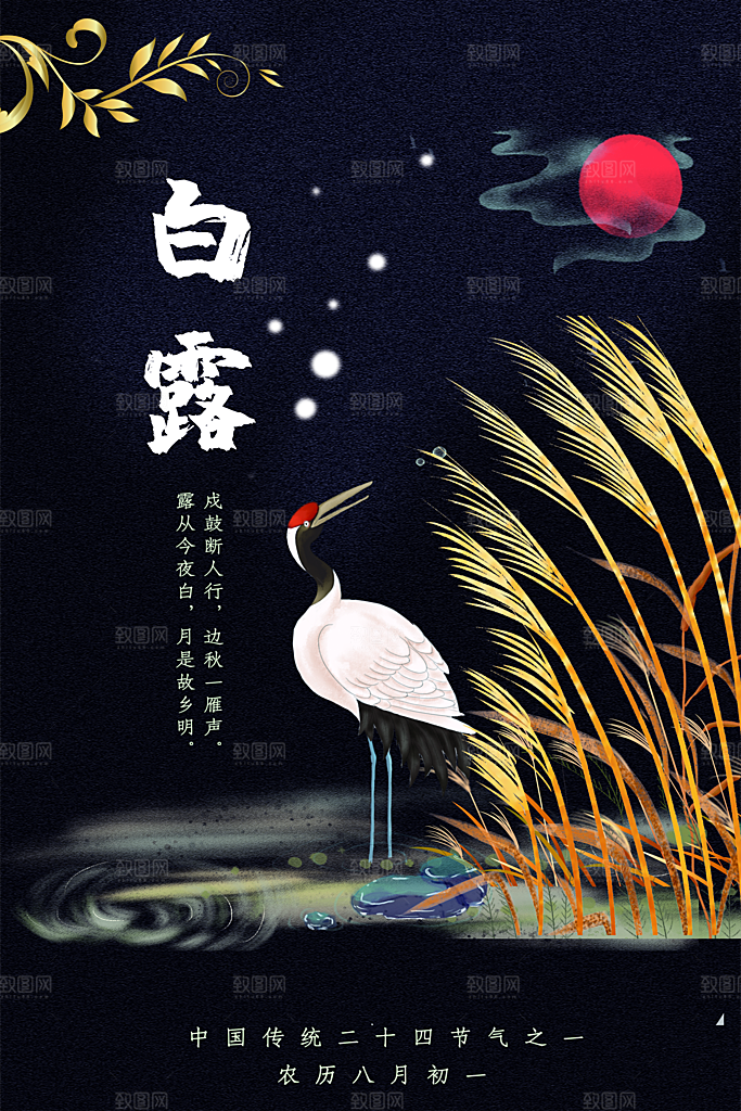 白露节气简约大气海报