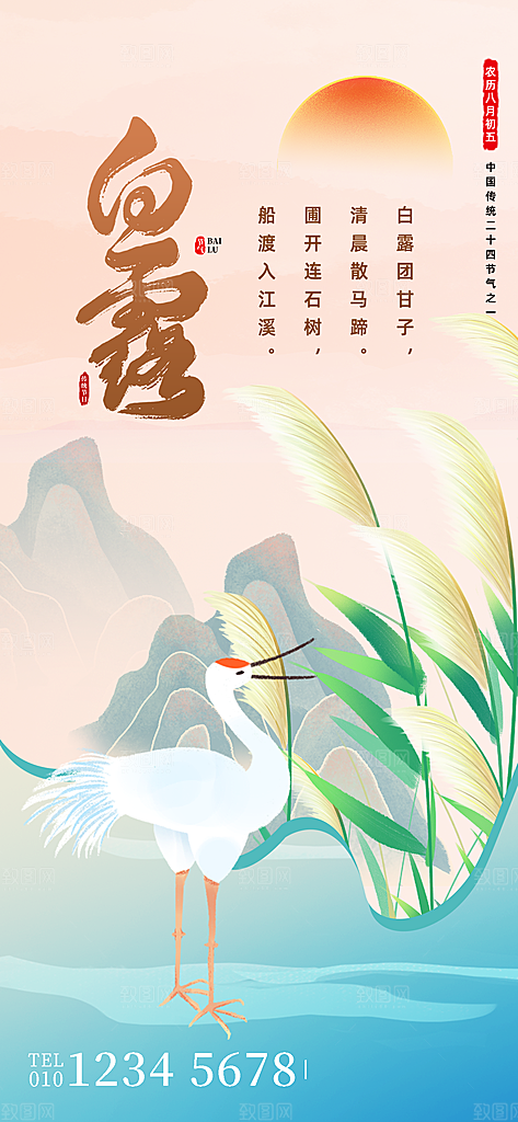 中国传统二十四节气白露节气宣传海报