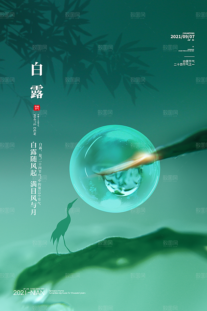 白露节气简约大气海报