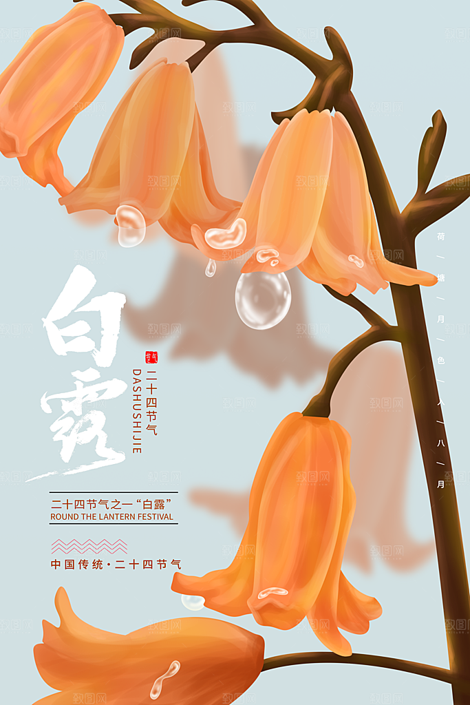 白露节气简约大气海报
