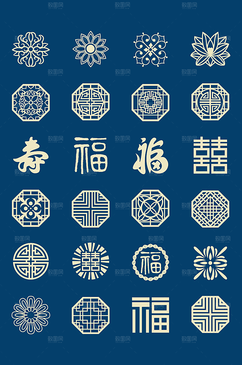 中国风中式边框底纹AI素材