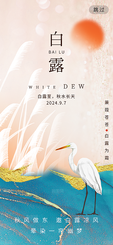 中国传统二十四节气白露节气宣传海报