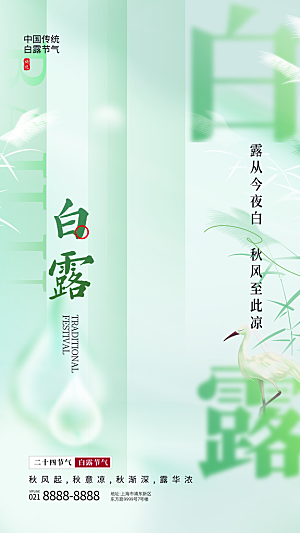 中国传统二十四节气白露节气宣传海报
