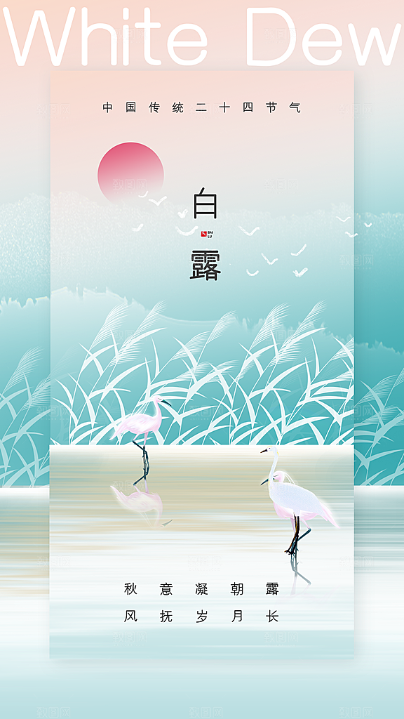 中国传统二十四节气白露节气宣传海报