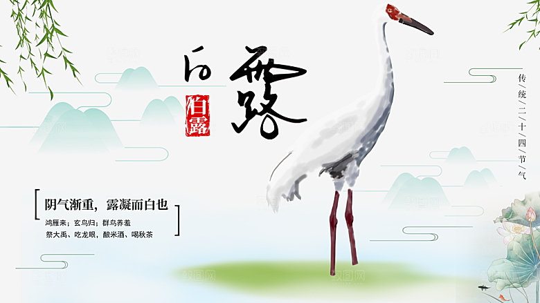 白露节气简约大气海报