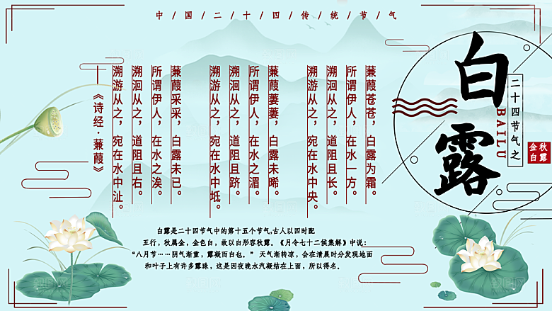 白露节气简约大气海报