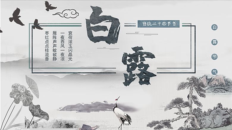 白露节气简约大气海报