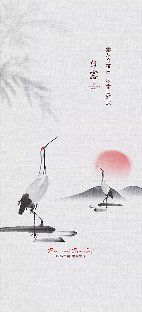 中国传统节气白露简约手机海报