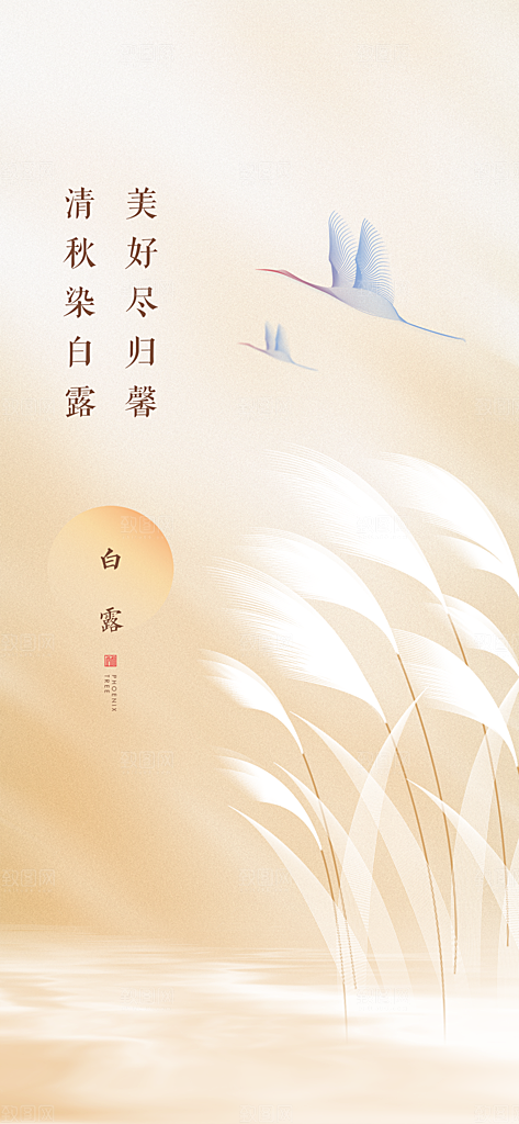 白露节气简约手机海报