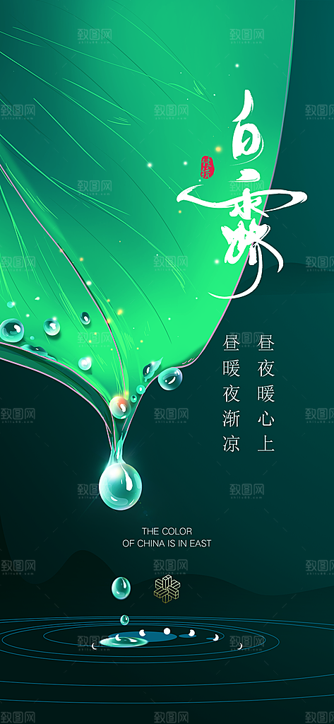 白露节气简约手机海报