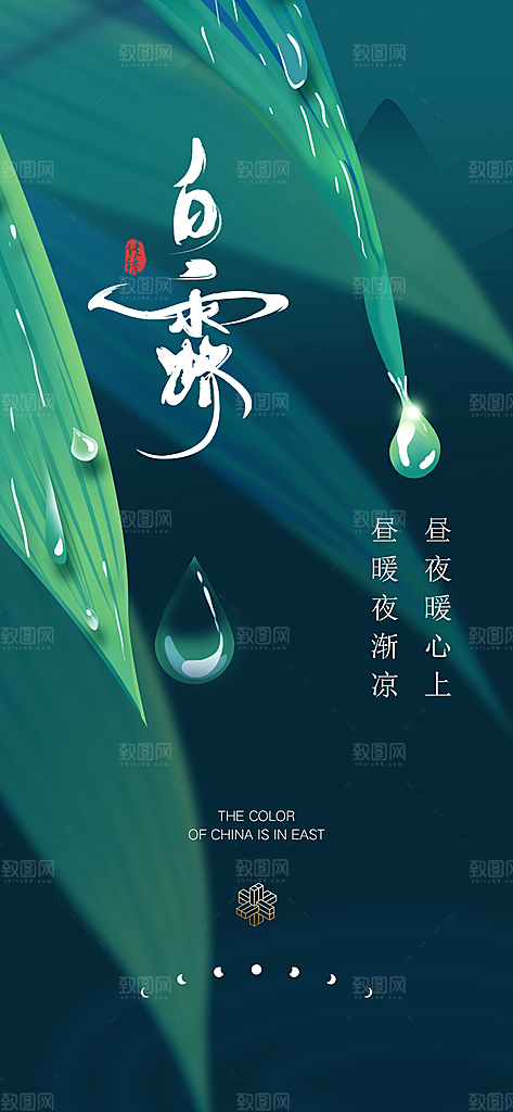 白露节气简约手机海报