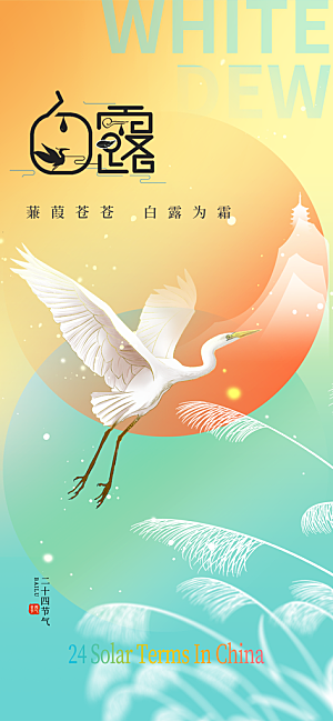 大气简约白露节气长屏海报