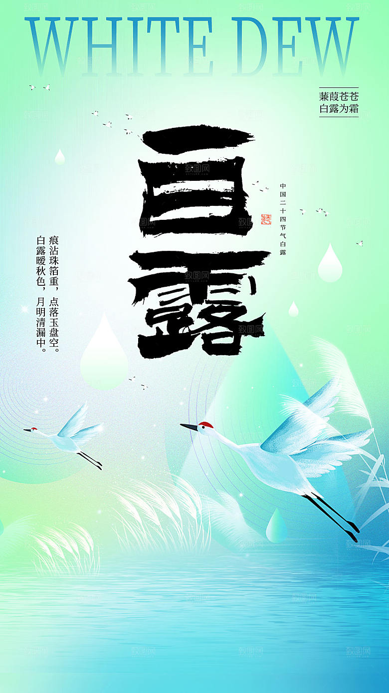 二十四节气白露全屏海报