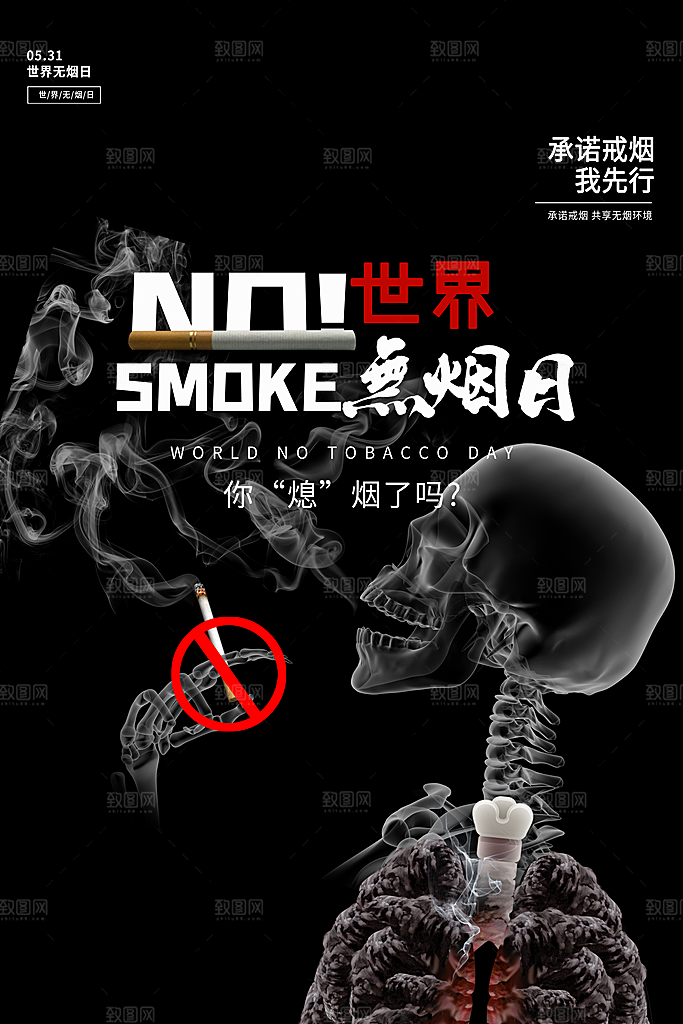 世界无烟日禁止吸烟公益广告宣传海报