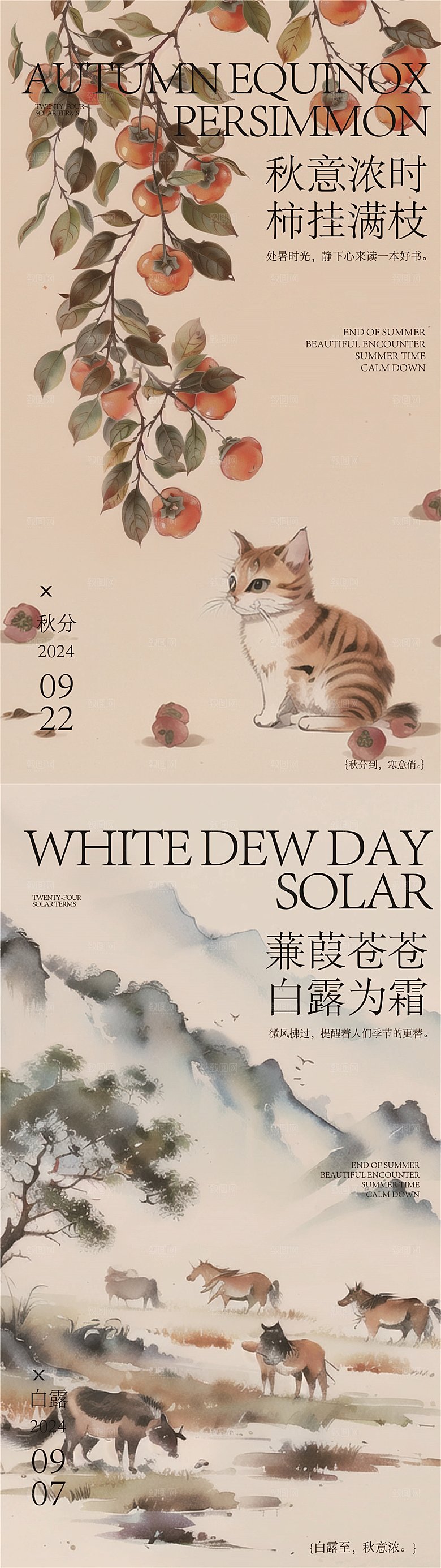 传统二十四节气简约大气海报