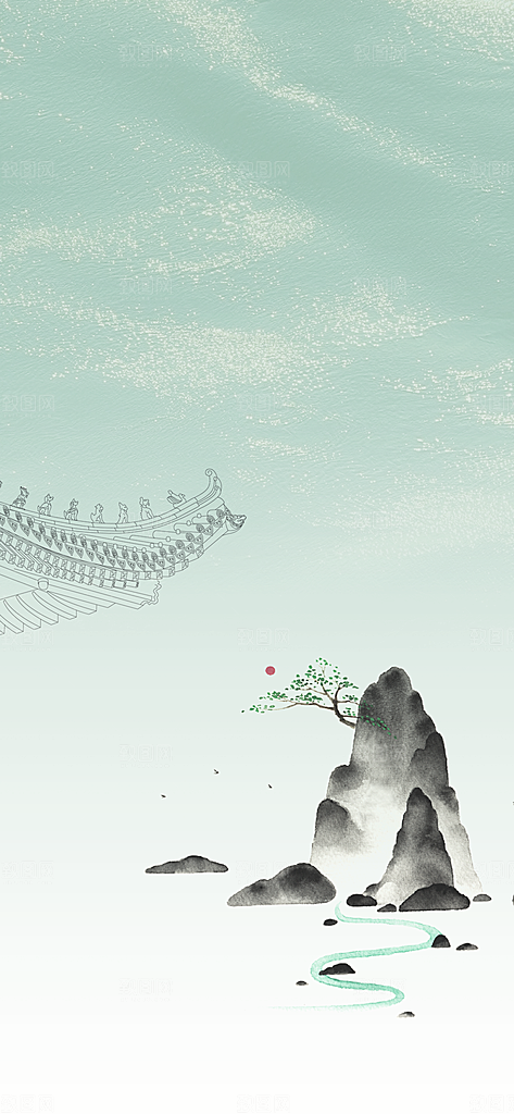 新中式中国风复古海报展板主视觉kv背景