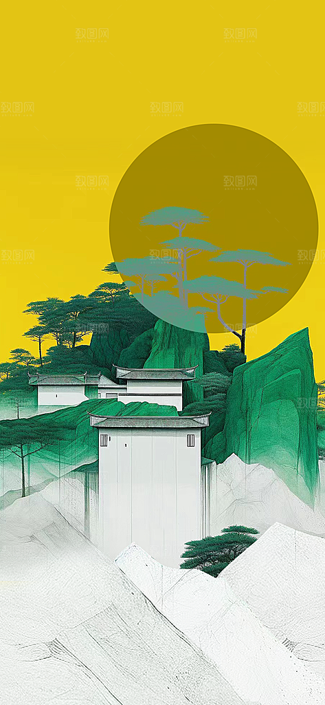 新中式中国风复古海报展板主视觉kv背景