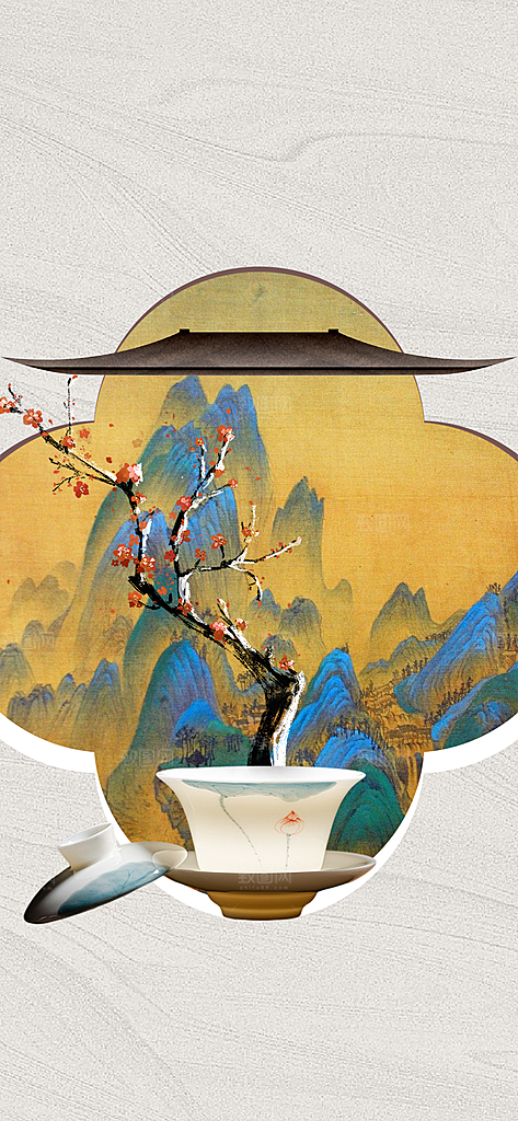 新中式中国风复古海报展板主视觉kv背景