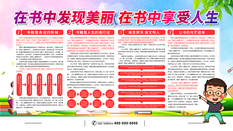 简约大气儿童图书日宣传展板