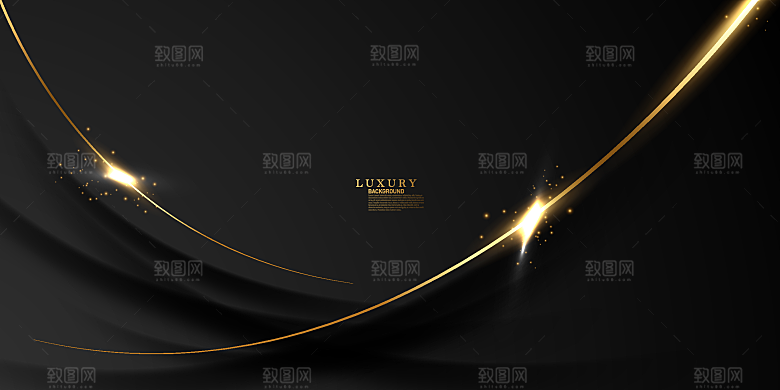 高端黑金曲线粒子舞台会议活动KV主视觉
