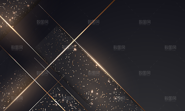 高端黑金曲线粒子舞台会议活动KV主视觉