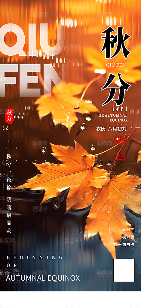秋分节气宣传海报展板设计素材