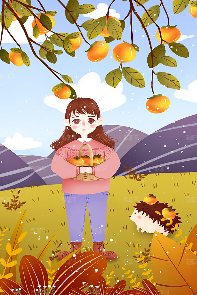 寒露中国传统节日二十四节气宣传插画海报