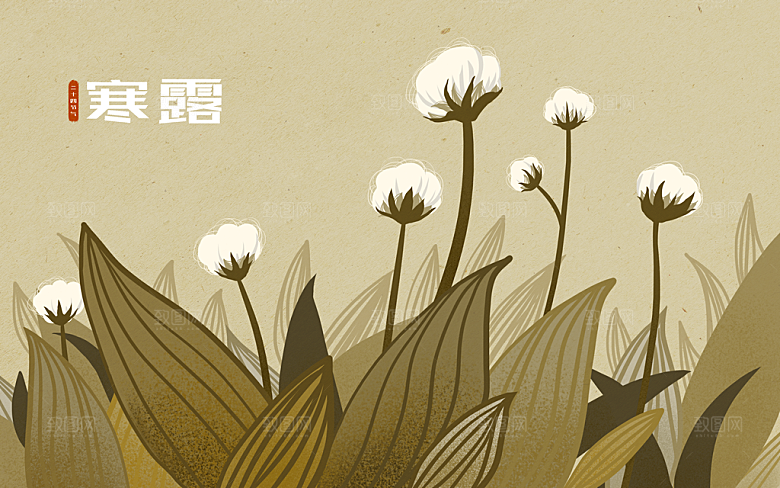 寒露中国传统节日二十四节气宣传插画海报