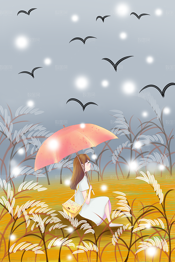 寒露中国传统节日二十四节气宣传插画海报