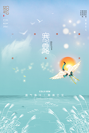 寒露节气简约大气海报