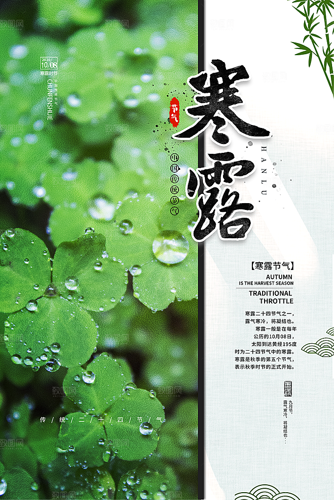 中国传统节日寒露二十四节气宣传海报