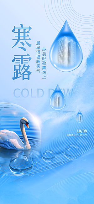 寒露节气简约大气海报