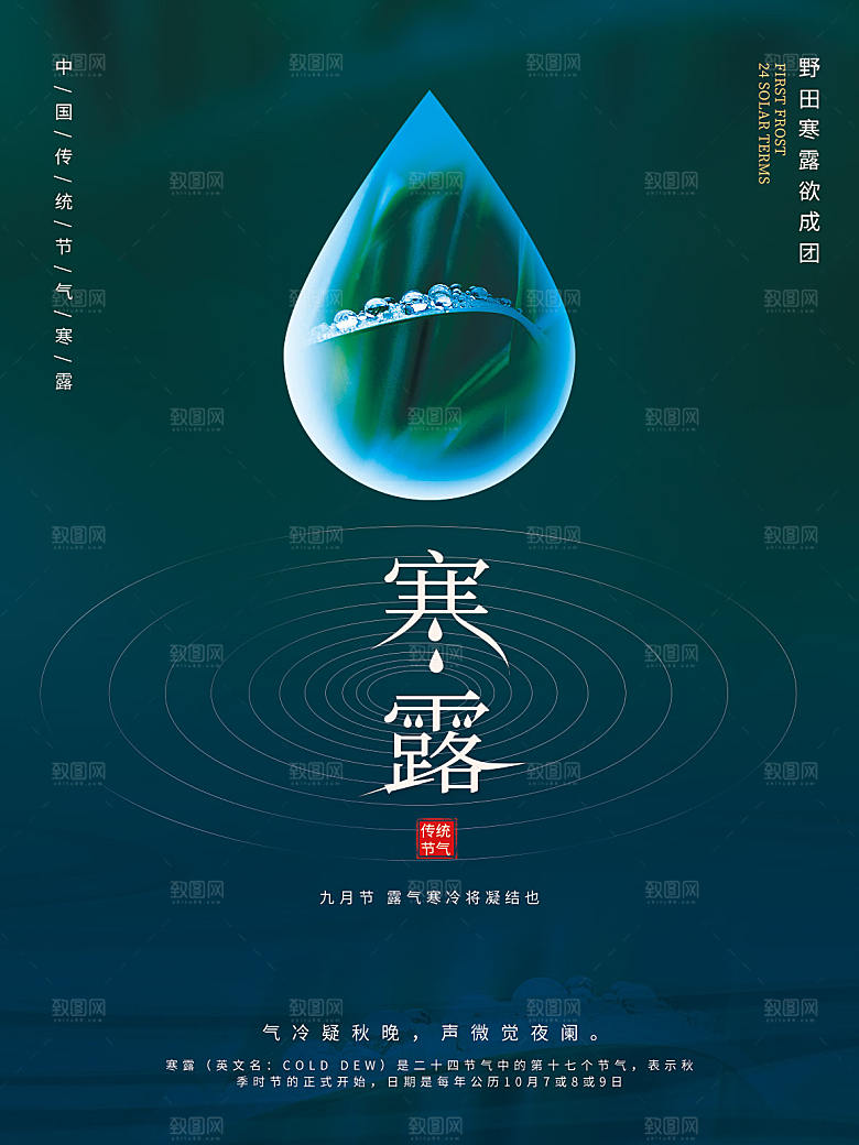 寒露节气简约大气海报