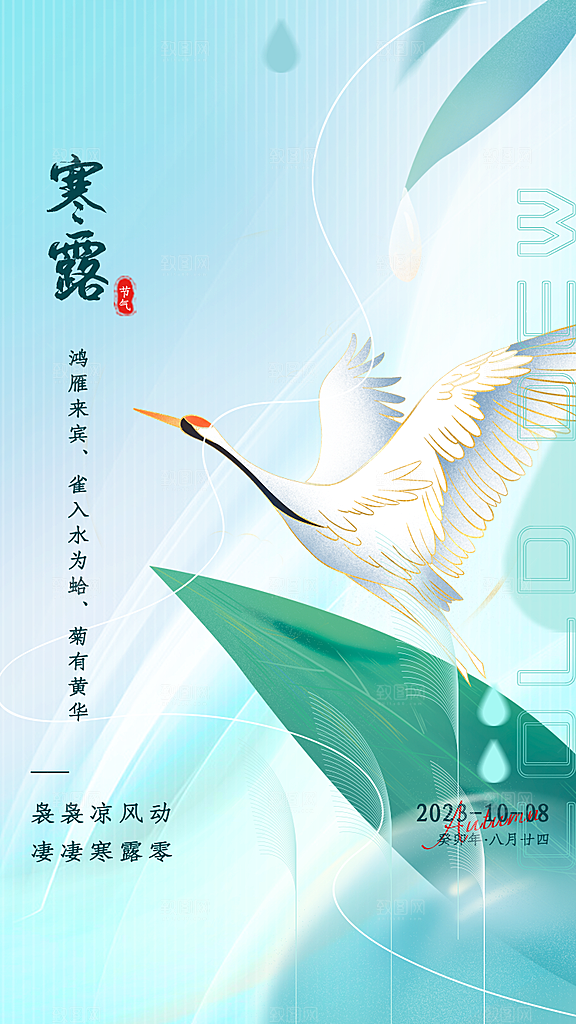 简约大气寒露节气海报