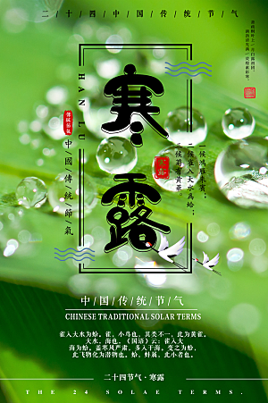 中国传统节日寒露二十四节气宣传海报