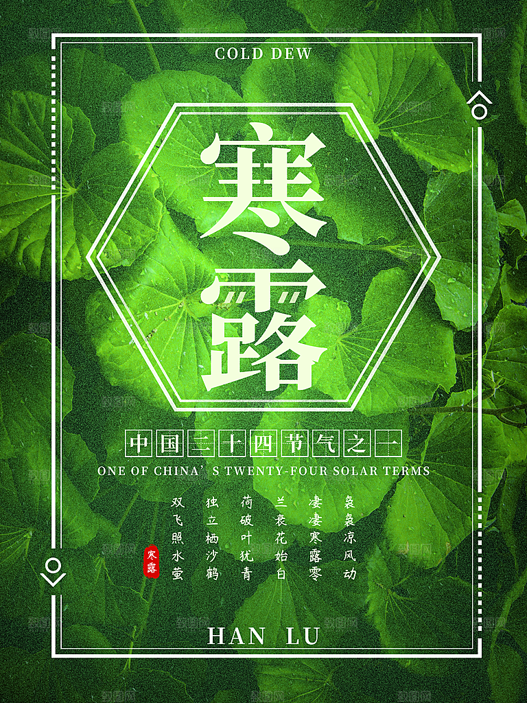 中国传统节日寒露二十四节气宣传海报