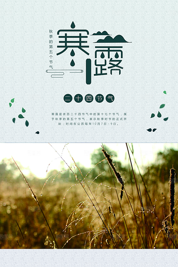 中国传统节日寒露二十四节气宣传海报