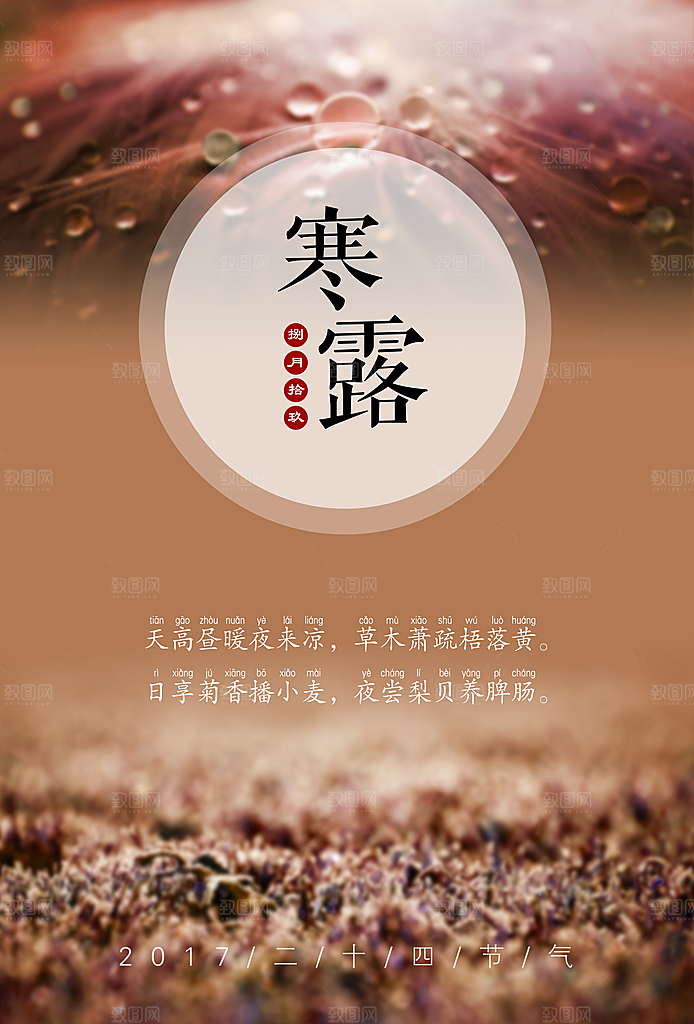 中国传统节日寒露二十四节气宣传海报