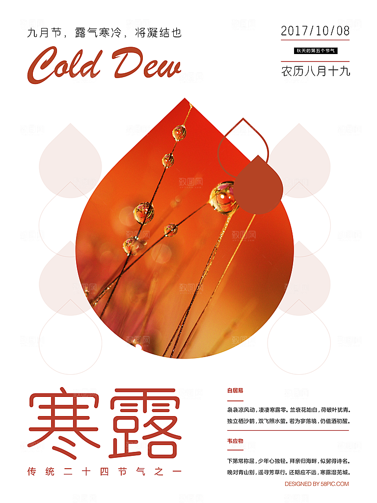 中国传统节日寒露二十四节气宣传海报