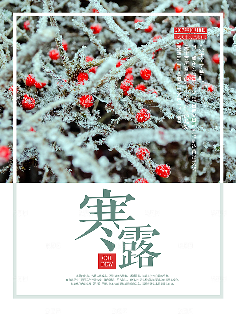 中国传统节日寒露二十四节气宣传海报