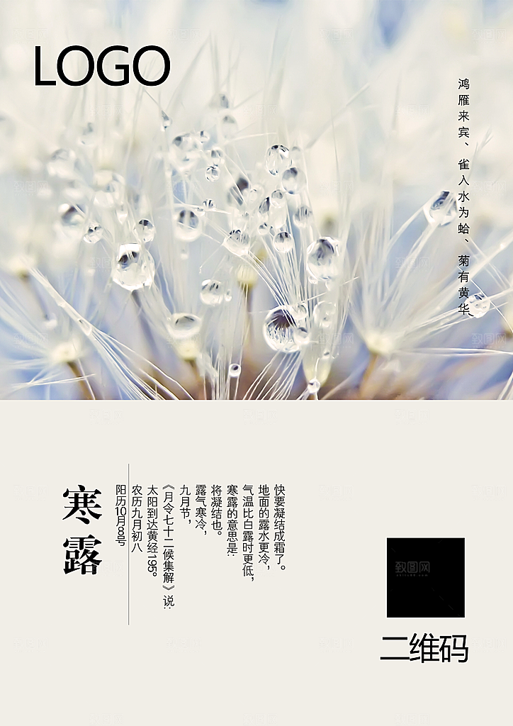 中国传统节日寒露二十四节气宣传海报