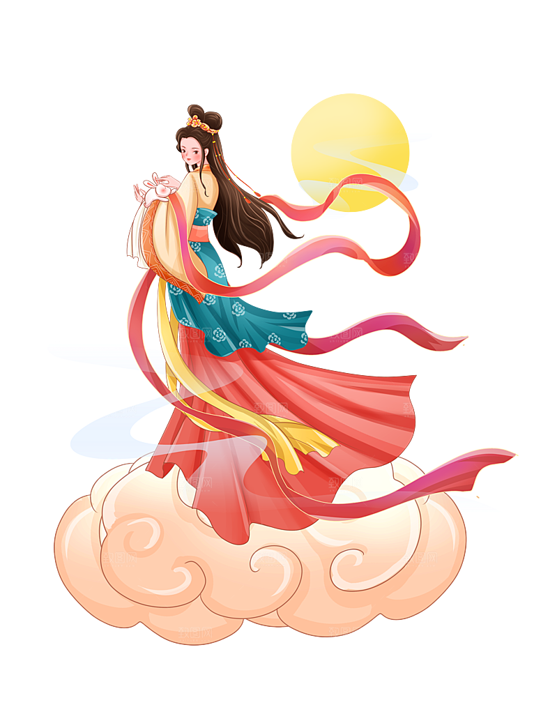 中秋节嫦娥奔月插画元素